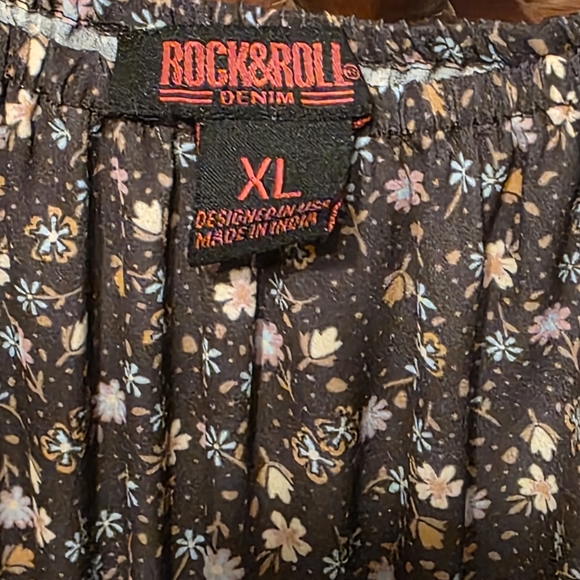 Rock & Roll Denim Brown Floral Mini Dress - Picture 3 of 4